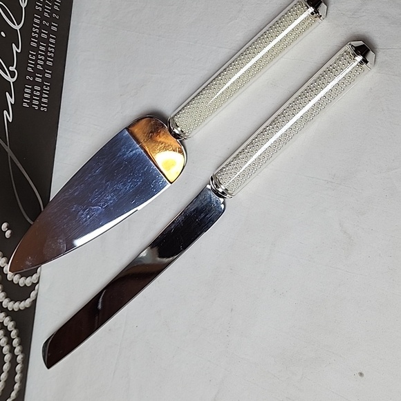 Lenox Jubilee Pearl 2 Piece Dessert Set Wedding Cake Knife Server Pearl Handle - Picture 2 of 7